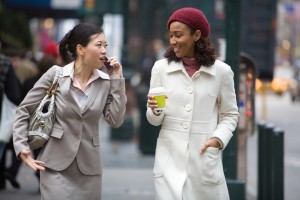 Two women walking